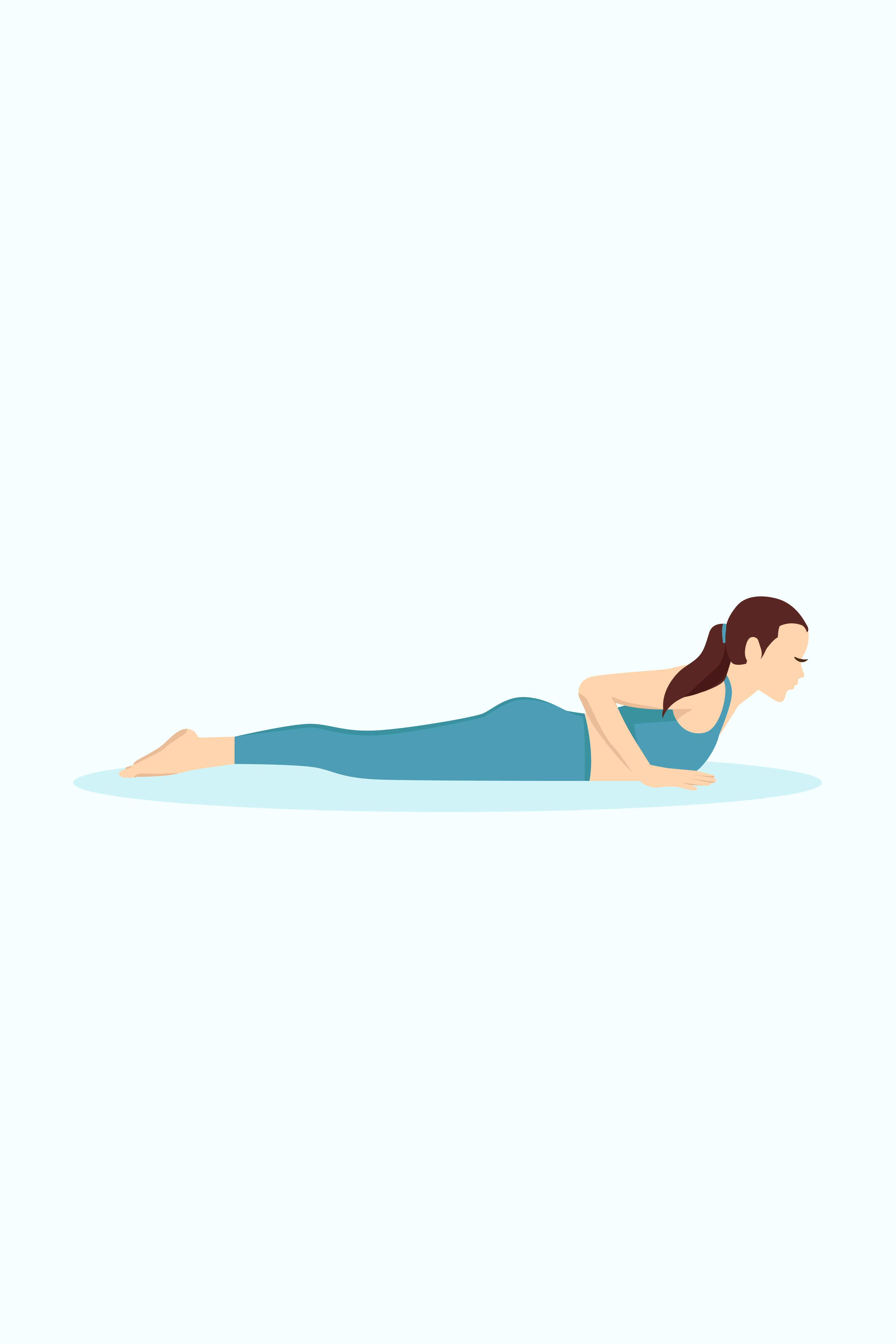Illustration einer Frau, die die Yoga-Übung "Kobra" durchführt.