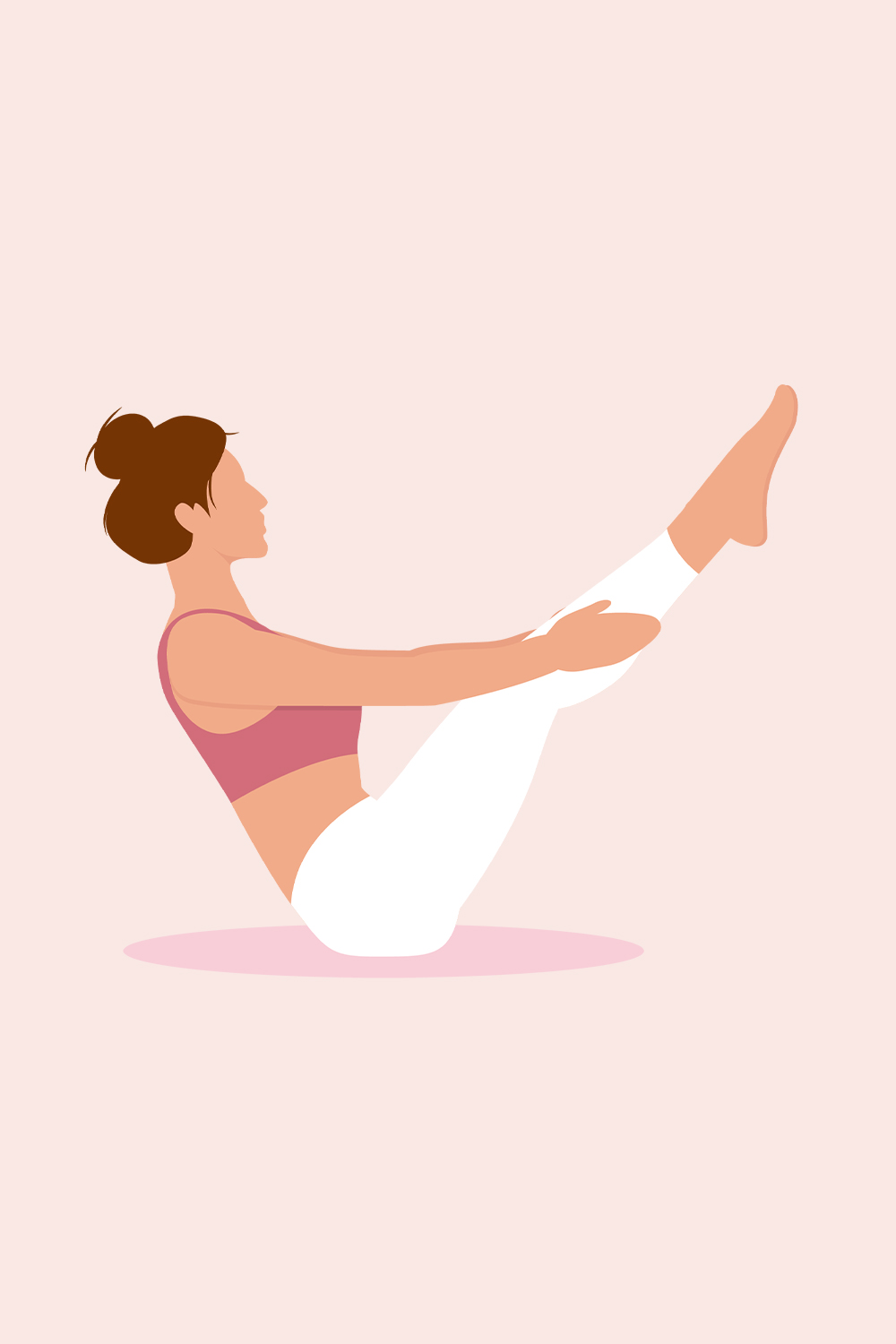 Illustration einer Frau in der Yogaposition: Das Boot. 