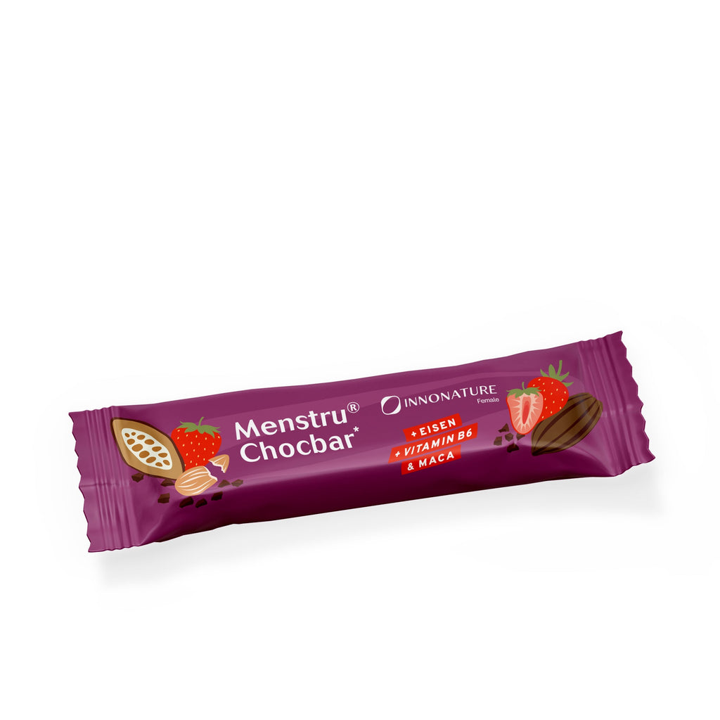 Menstru® Chocbar: Veganer Schokoladenriegel mit Vitamin B6, Eisen und Maca