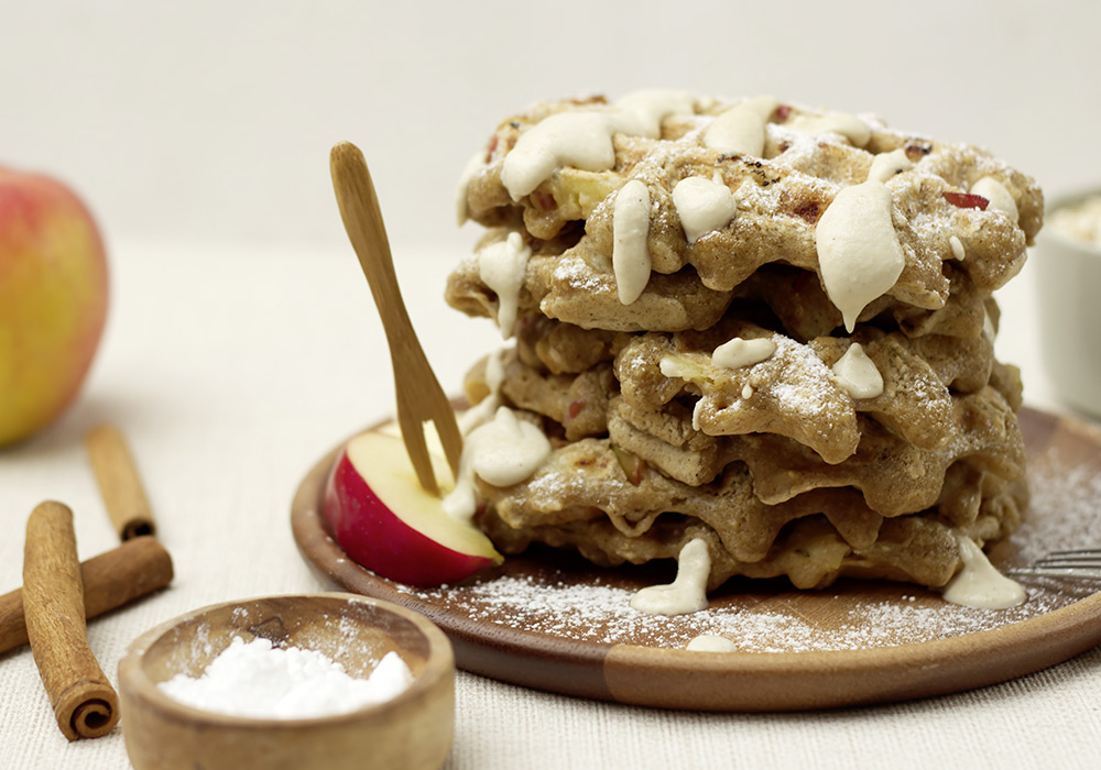 Waffeln mit Apfel und Haferflocken