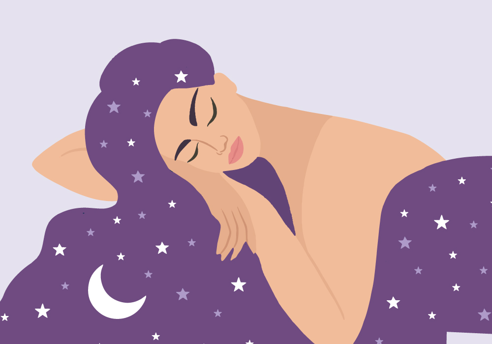 Illustration einer schlafenden Frau. 