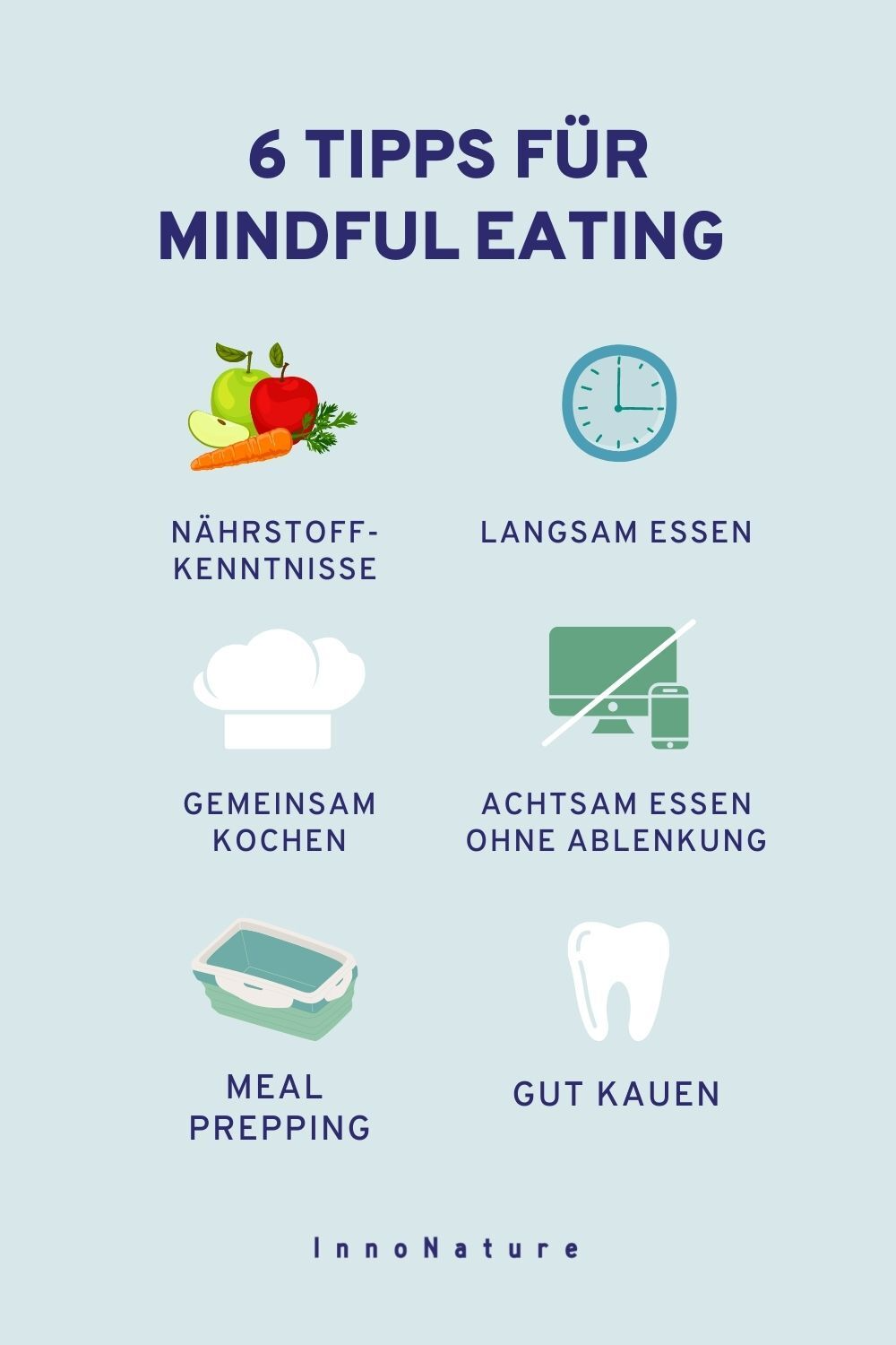 Grafik mit Tipps zum achtsamen Essen