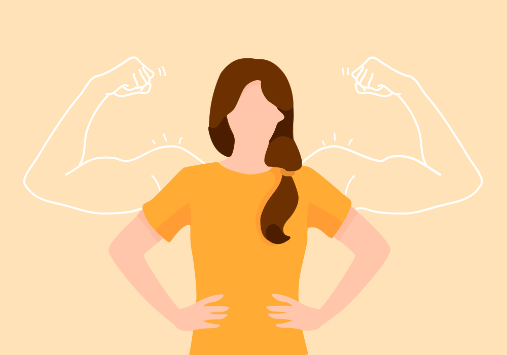 Illustration einer Frau mit geflexten Armen
