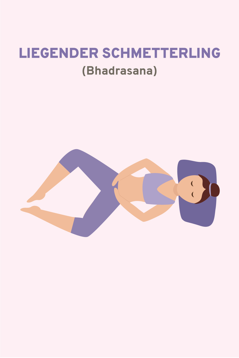 Illustration einer Frau, die die Yogapose Bhadrasana (liegender Schmetterling) macht.