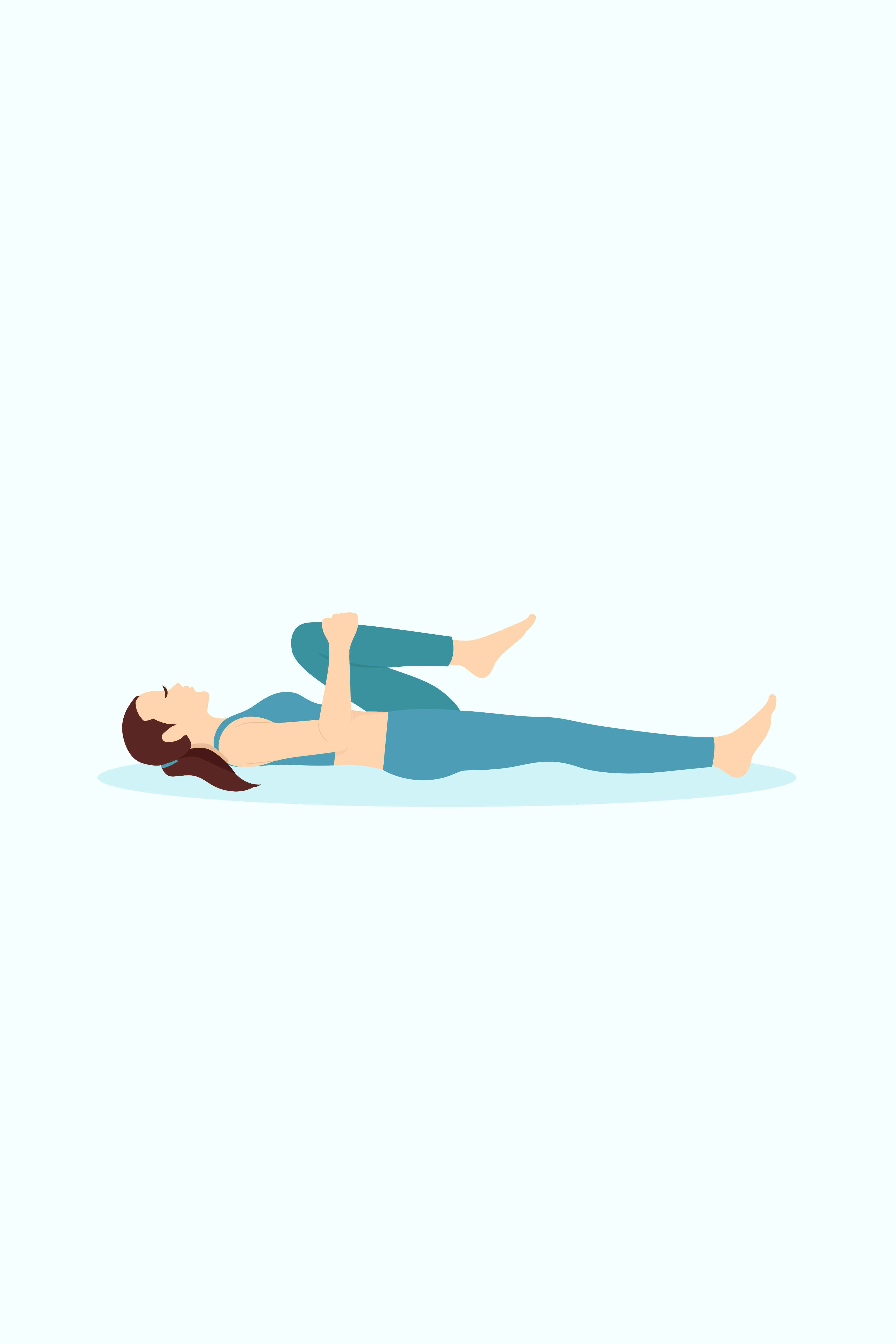 Illustration einer Frau, die eine Yoga Übung für den Bauch praktiziert.