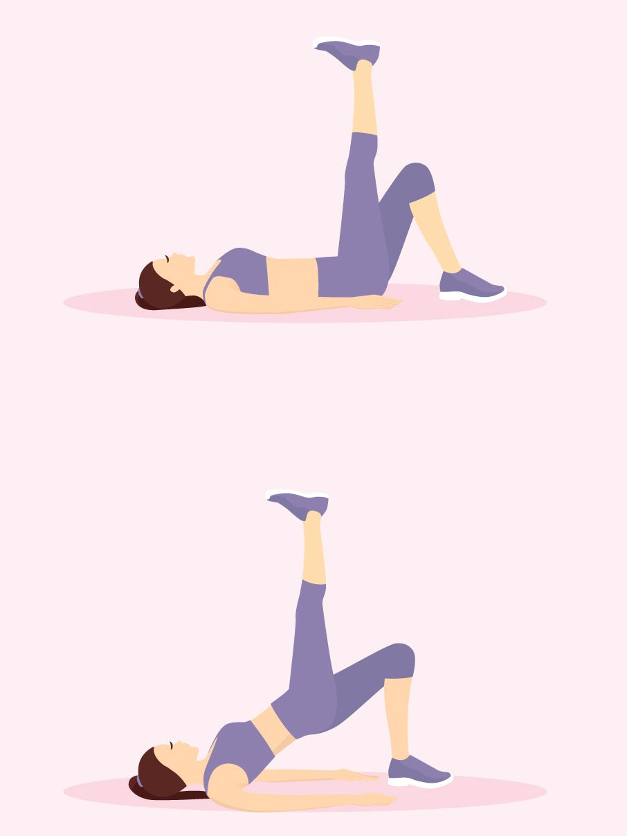 Illustration einer Frau, die eine Übung im Liegen durchführt. 