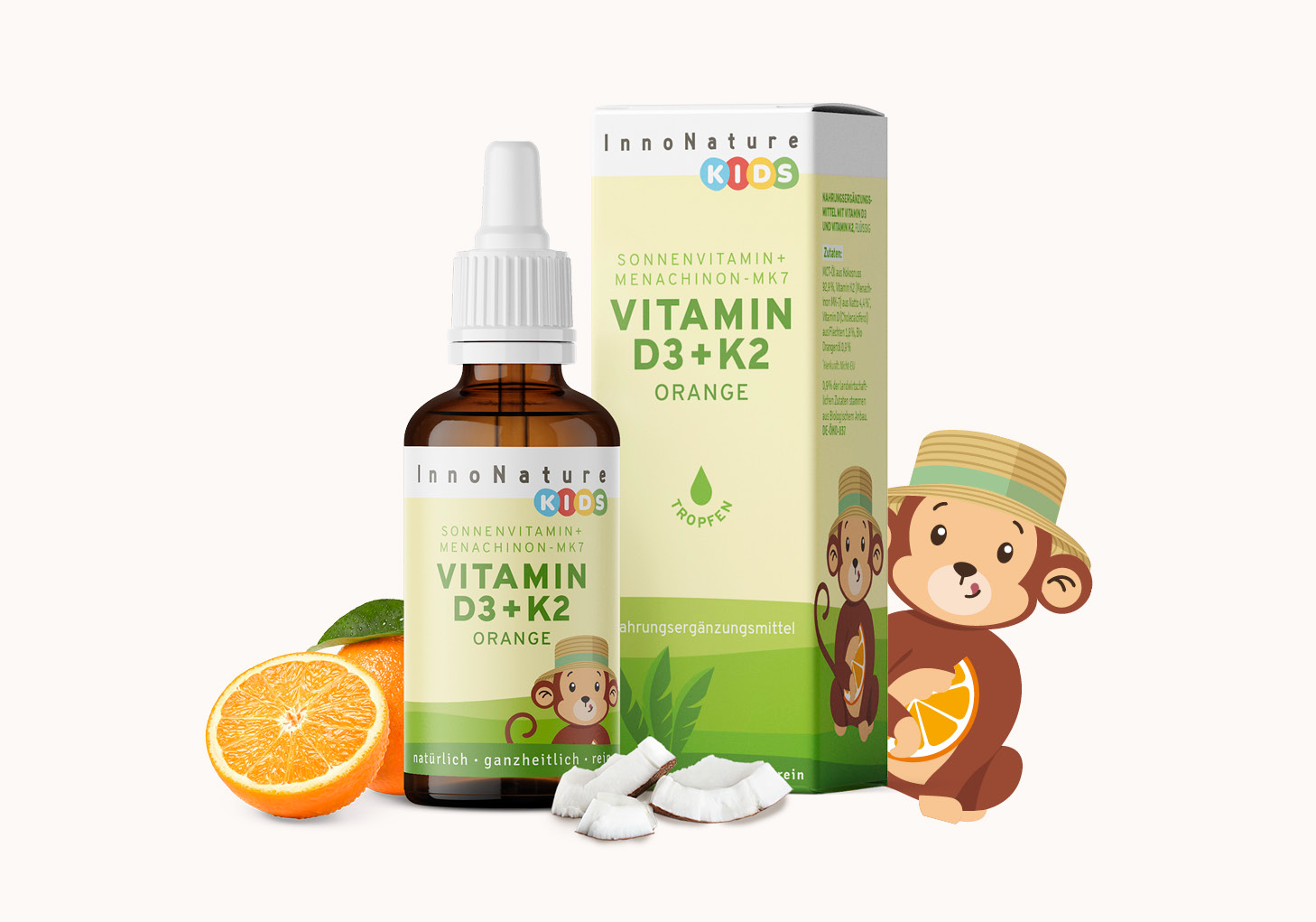 InnoNature Vitamin D3 + K2 Orange Kids