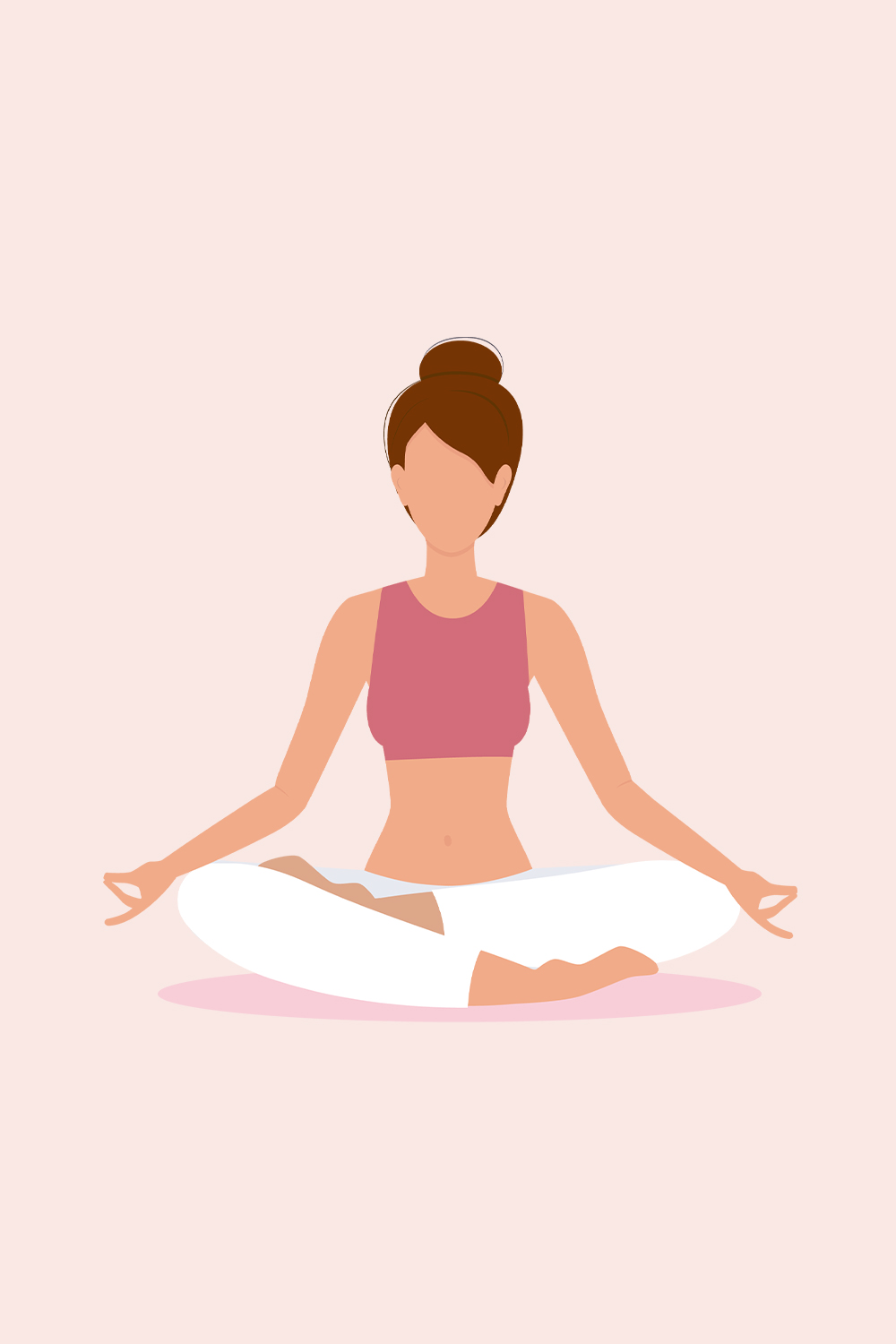 Illustration einer Frau im Schneidersitz bei der Meditation. 