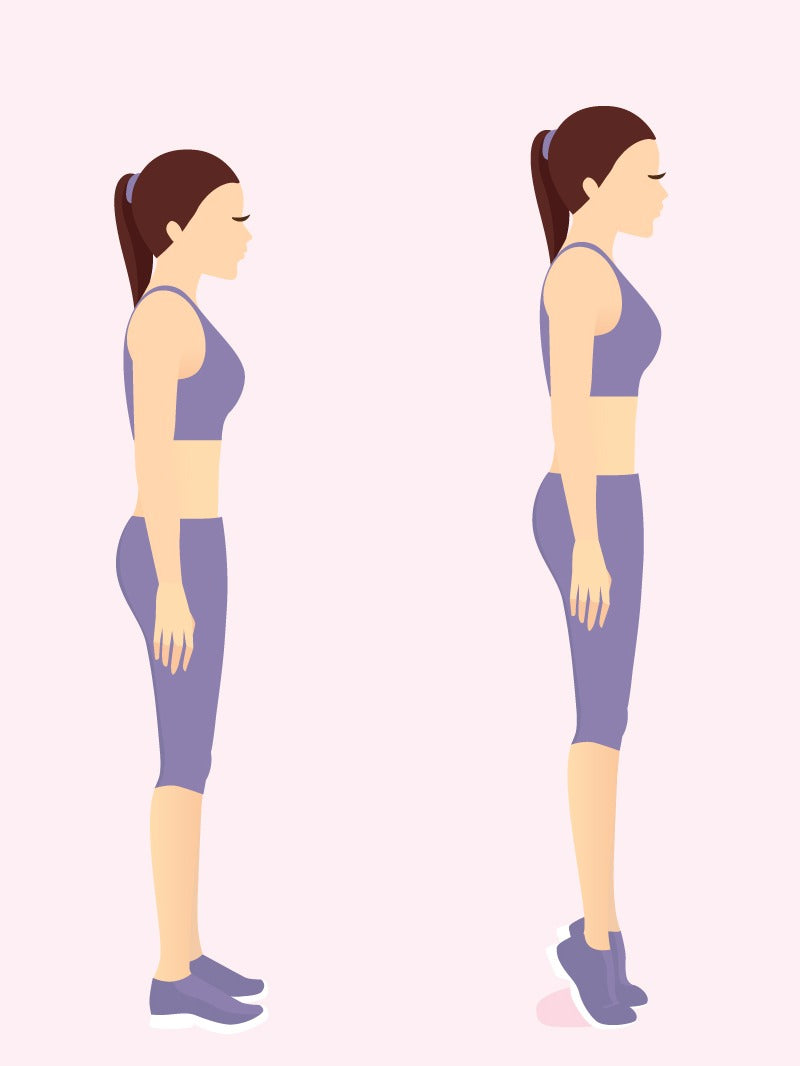 Illustration einer Frau, welche eine Übung namens Wadenwippe durchführt.