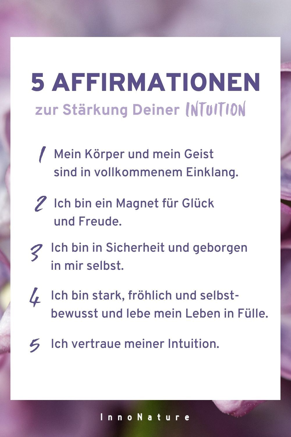 Grafik mit 5 positiven Affirmationen