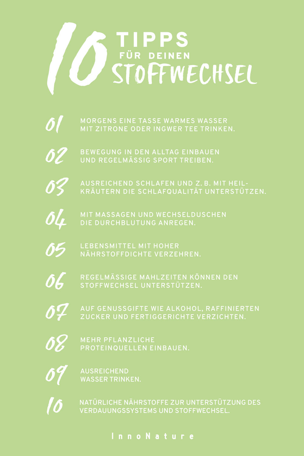 Infografik mit 10 Tipps für den Stoffwechsel 
