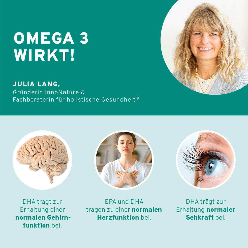 InnoNature Pakete 1x Vorrat (1x Omega 3, 1x Eisen Kapseln, 1x Haut Haare Nägel Kapseln, 1x Lemon Morning Ingwer) Charlotte Weise-Essential-Paket